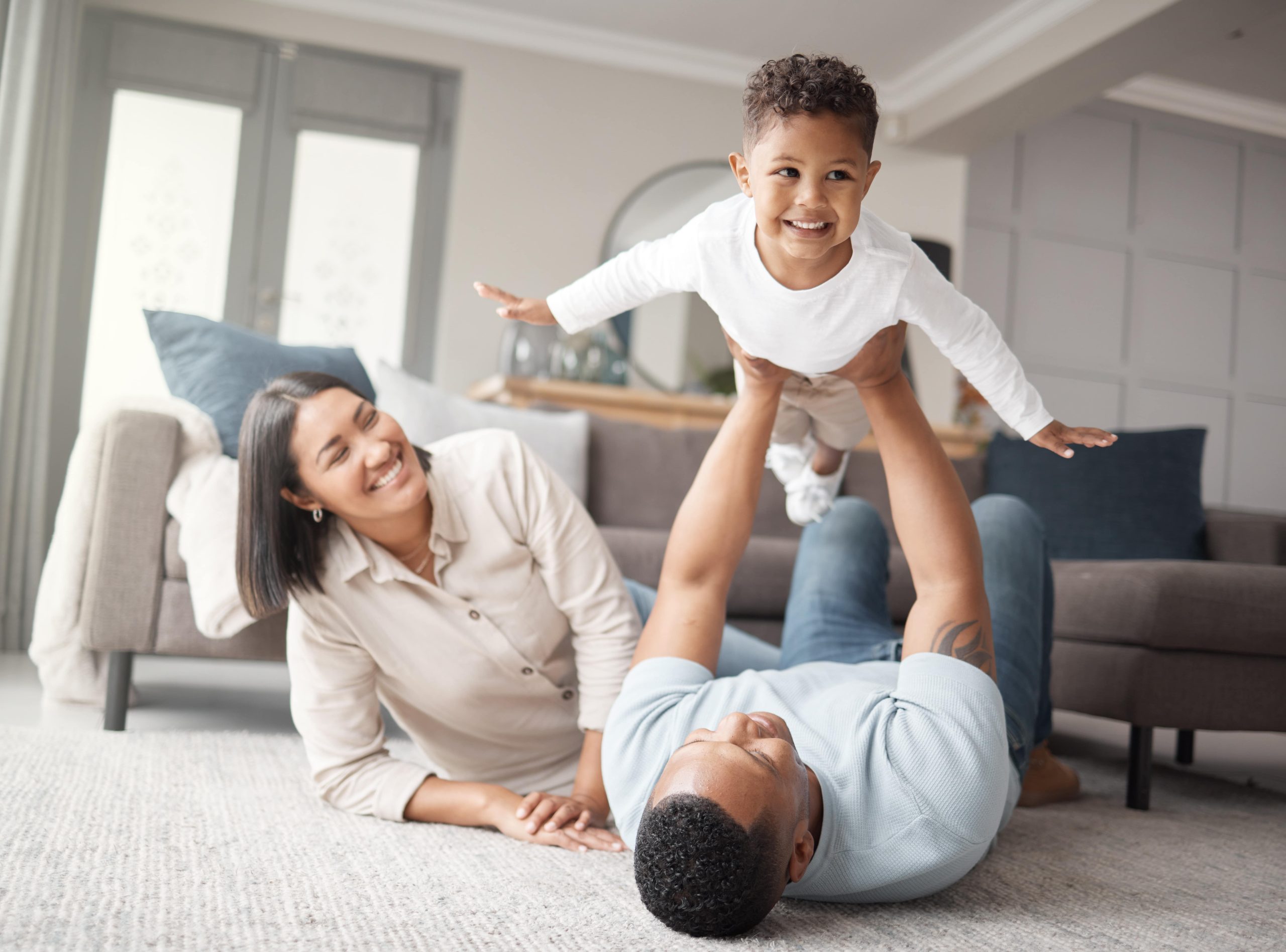 Need a Cleaner Carpet Cleaning in Novato? Blog Feature – Clean Living Chem-Dry Mom, dad, and son enjoying a clean home